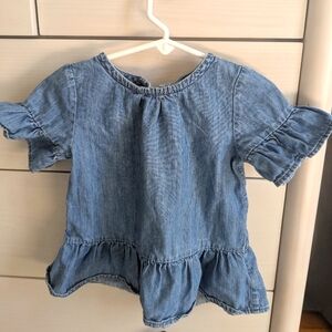 Cat & Jack Chambray Denim Flutter Top, Size 2T